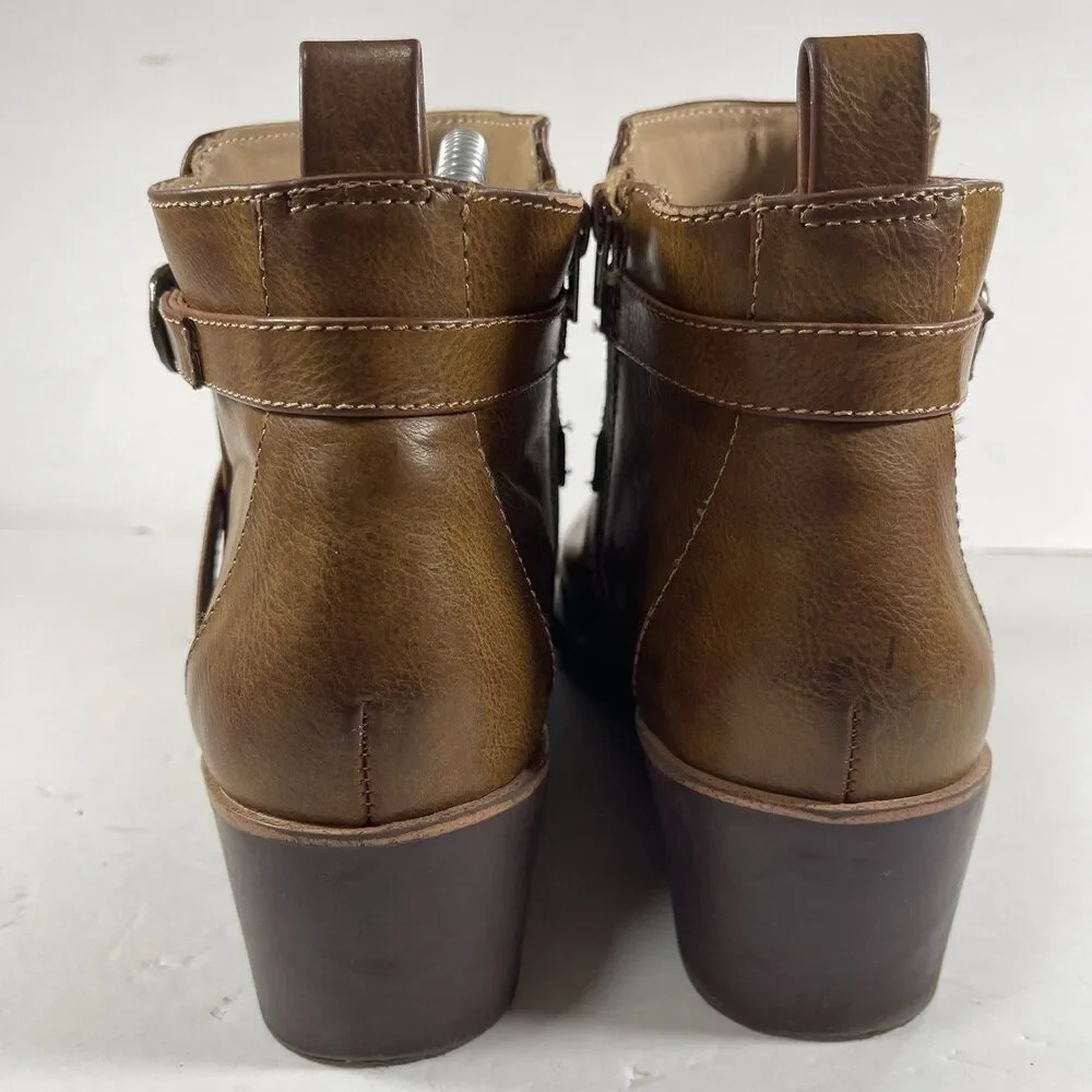 LifeStride Velocity 2.0 Women's Wedge Ankle Boots Brown Sz 10W Comfort Booties